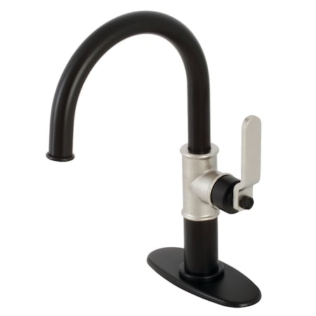 Kingston Brass KSD2236KL Single-Handle Bathroom Faucet with Push Pop-Up, Matte Black/Polished Nickel KSD2236KL